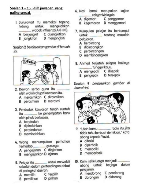 Contoh Soalan Bahasa Melayu Tahun 3 Image