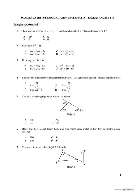 Soalan Akhir Tahun Matematik Tingkatan 3 Kssm Image